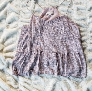 Loft womens size Large Petite Tank top pink and blue flowy